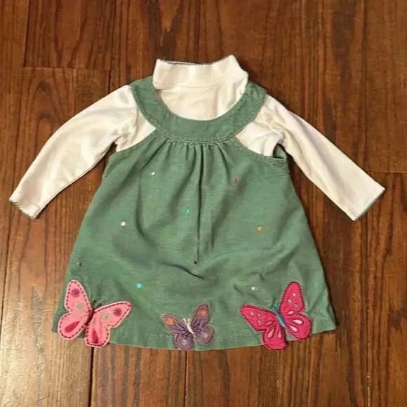 Bonnie Baby Green Jumper With White Onesie Size 12 M - Picture 1 of 11